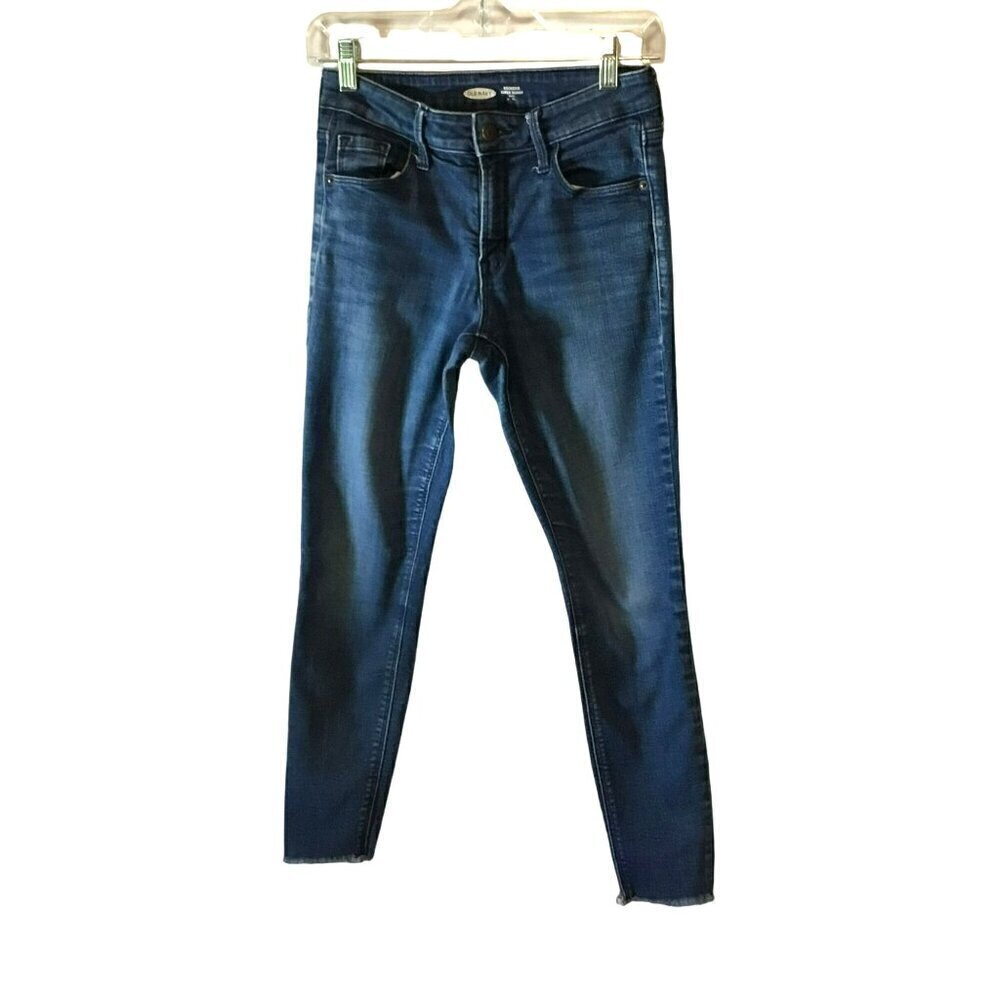 Old Navy Jeans Rockstar Women's Sz 4 Super Skinny Ankle Raw Hem Medium Wash